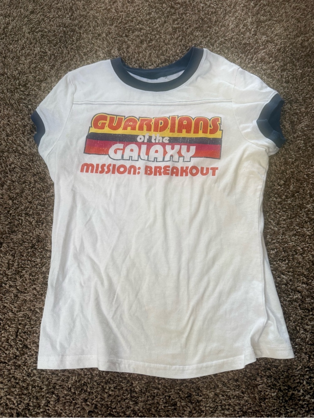 Marvel Guardians of the Galaxy White Ringer Tee with Blue Trim